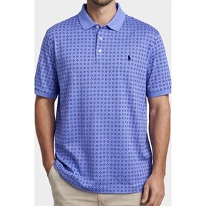 Polo Ralph Lauren Polo Shirt Dotted Print Short Sleeve Casual Blue Men's Size XL
